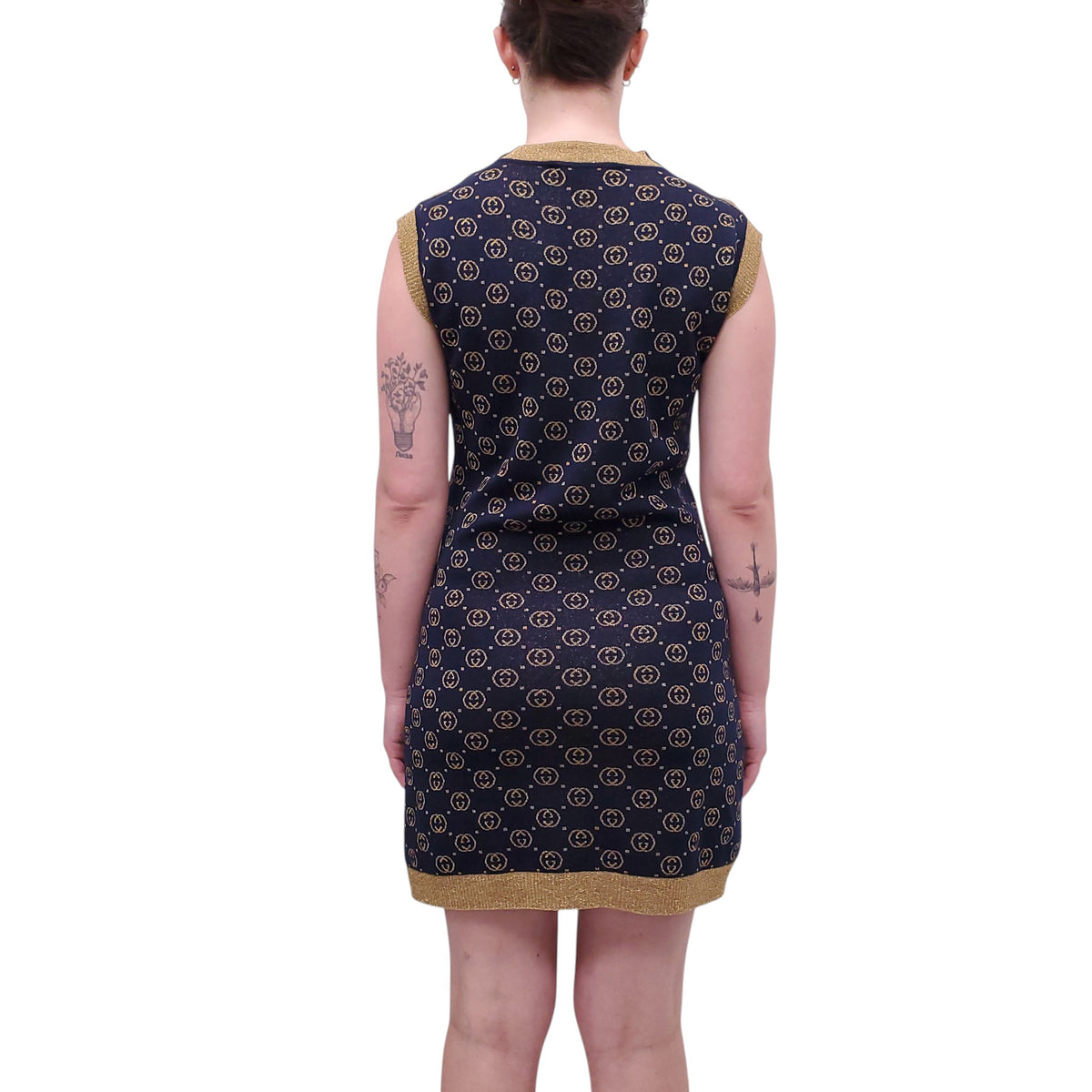GUCCI GG  LOGO METALLIC DRESS - SIZE S