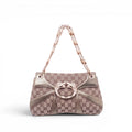 GUCCI GG MONOGRAM CANVAS AND LEATHER TRIM BAG WITH DRAGON EMBLEM