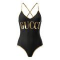 GUCCI GOLD AND BLACK ONE-PIECE SWIMSUIT - SIZE XS