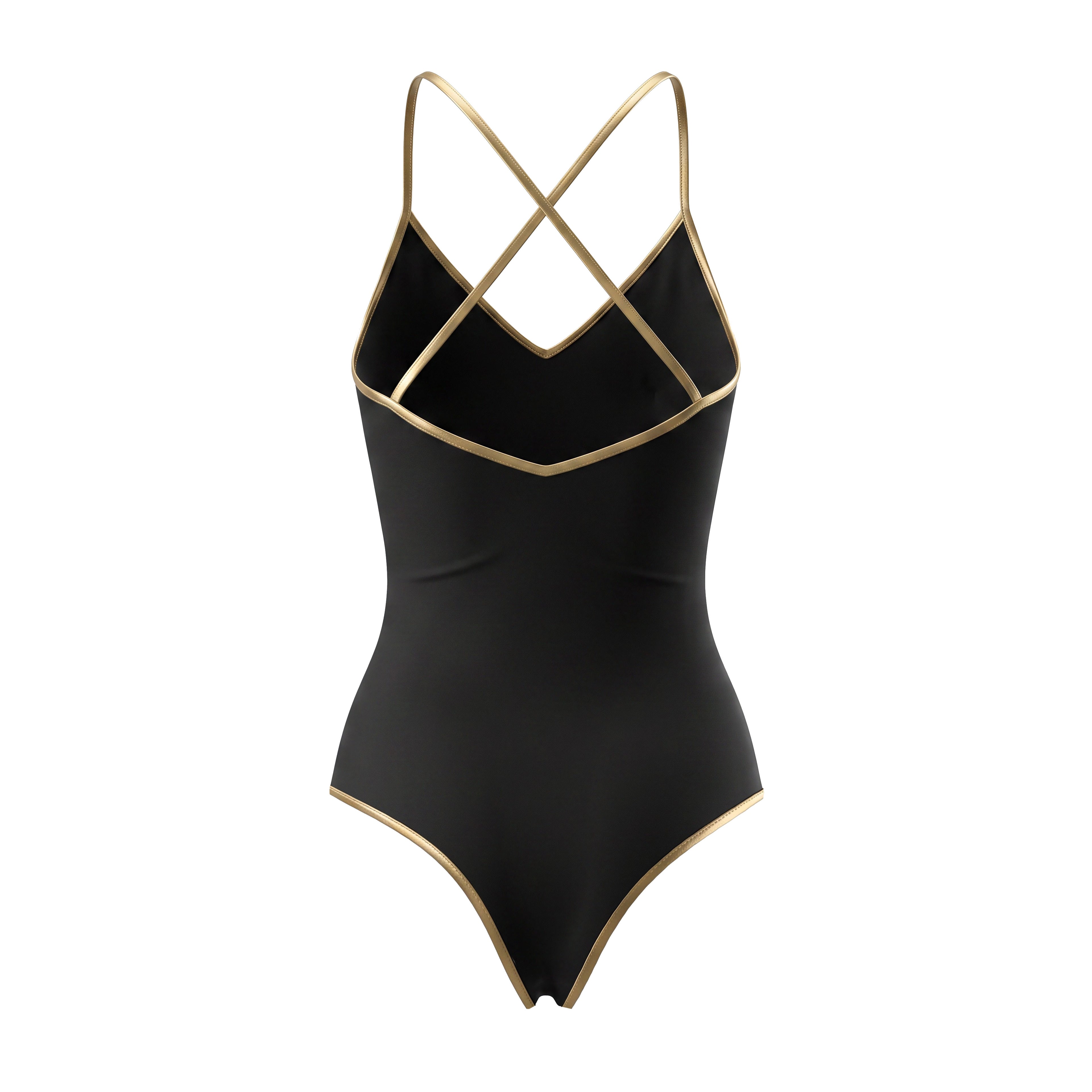 GUCCI GOLD AND BLACK ONE-PIECE SWIMSUIT - SIZE XS