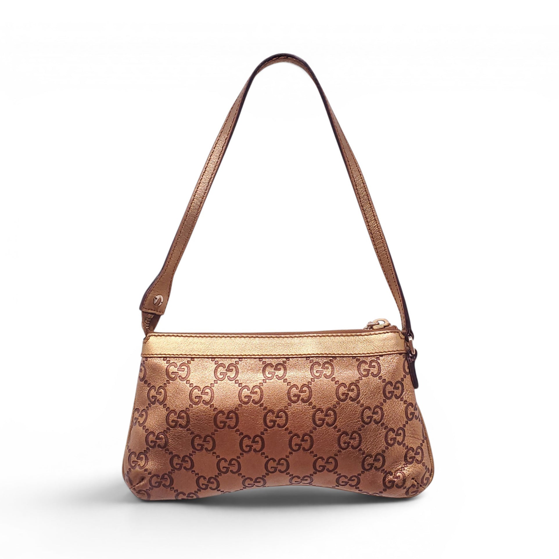 GUCCI GOLD MONOGRAM POUCHETTE BAG
