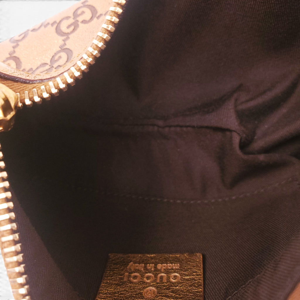 GUCCI GOLD MONOGRAM POUCHETTE BAG