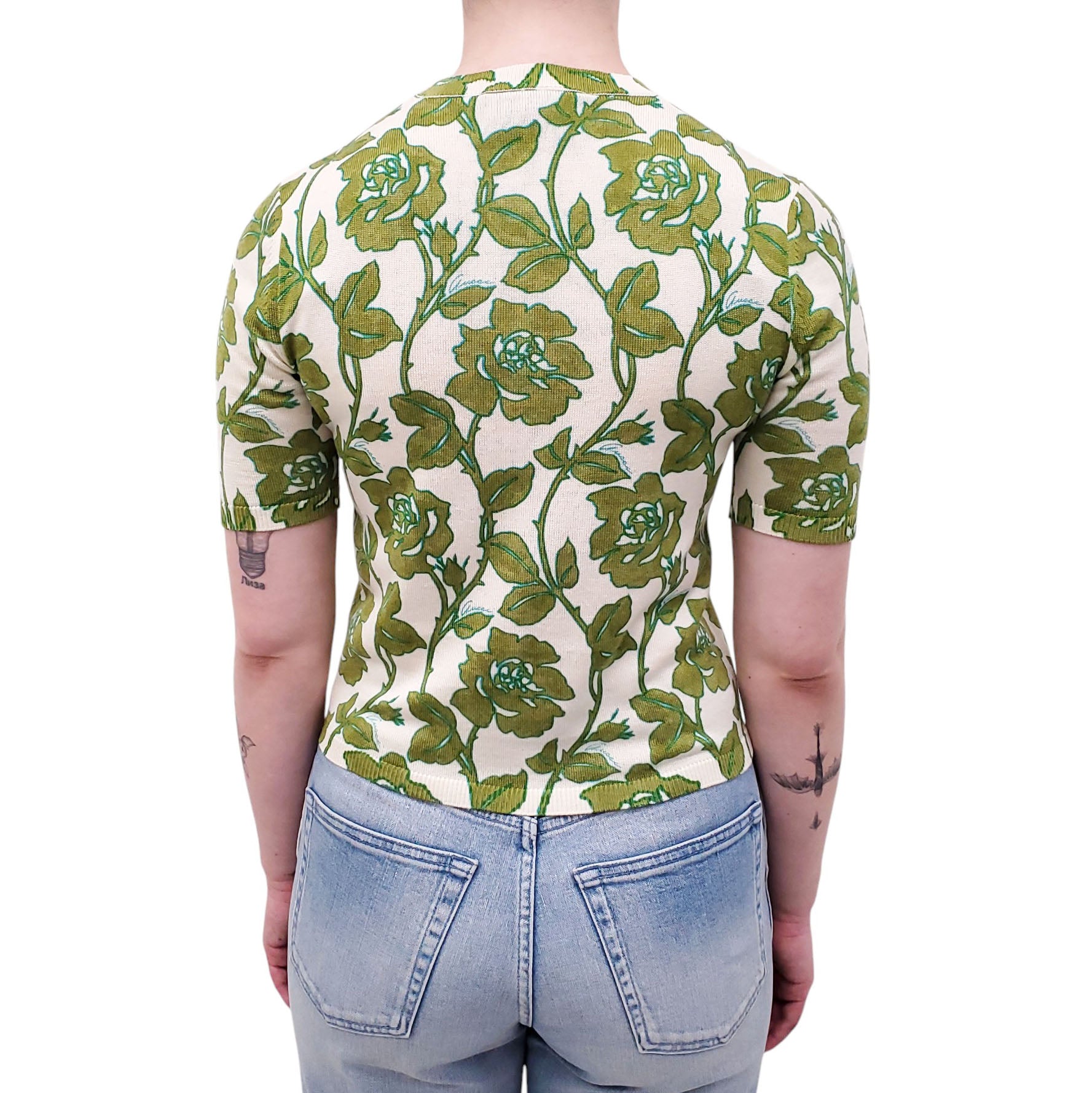 GUCCI GREEN FLORAL CARDIGAN SET - SIZE XS