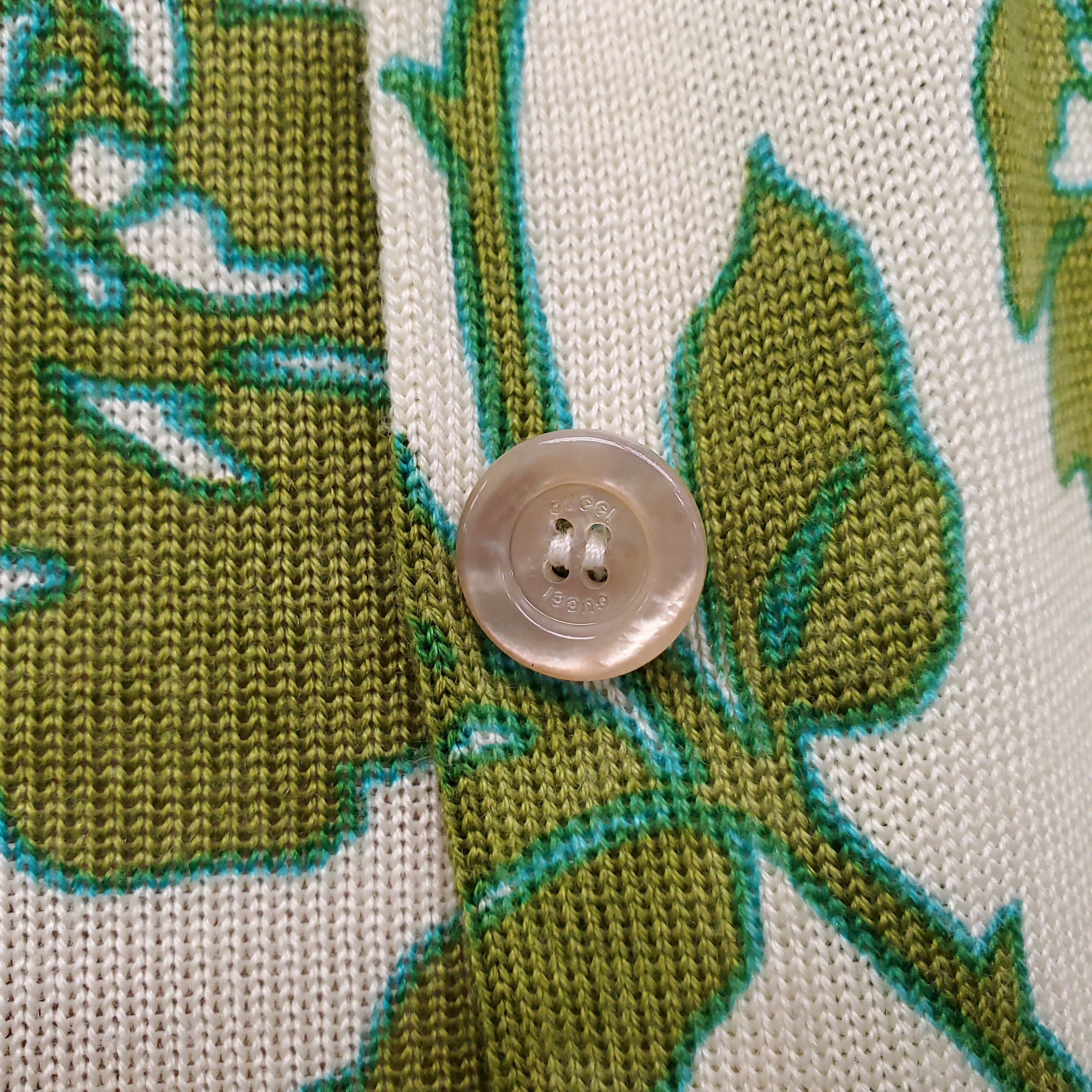 GUCCI GREEN FLORAL CARDIGAN SET - SIZE XS