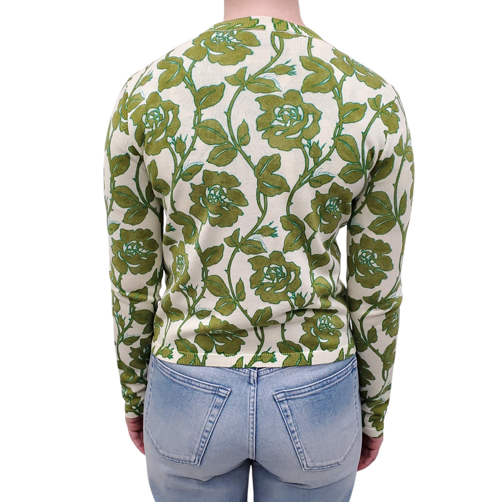 GUCCI GREEN FLORAL CARDIGAN SET - SIZE XS