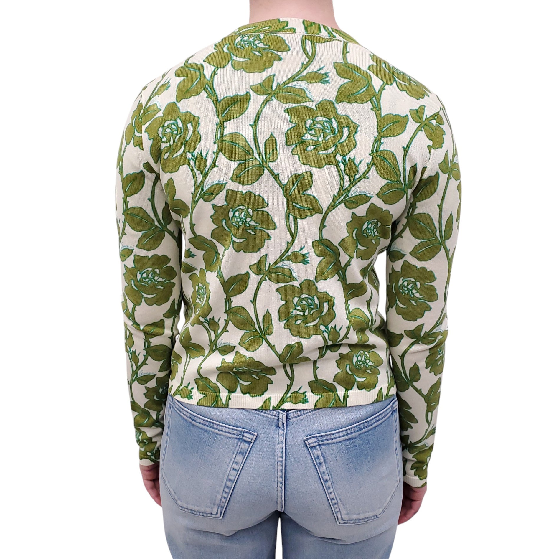 GUCCI GREEN FLORAL CARDIGAN SET - SIZE XS