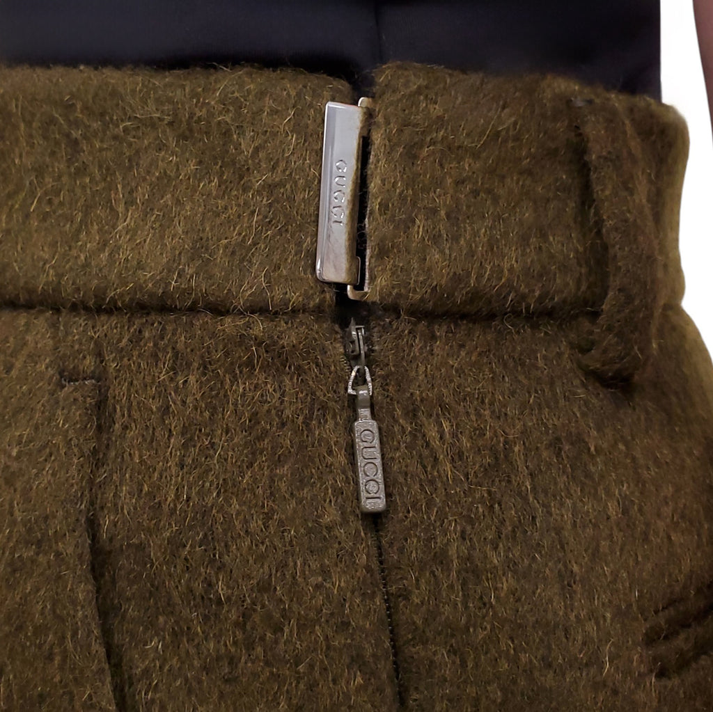 GUCCI GREEN MOHAIR BLAZER AND SHORT SET - SIZE 38