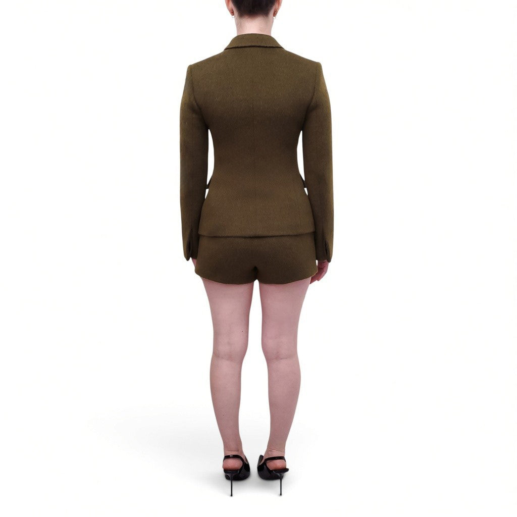 GUCCI GREEN MOHAIR BLAZER AND SHORT SET - SIZE 38