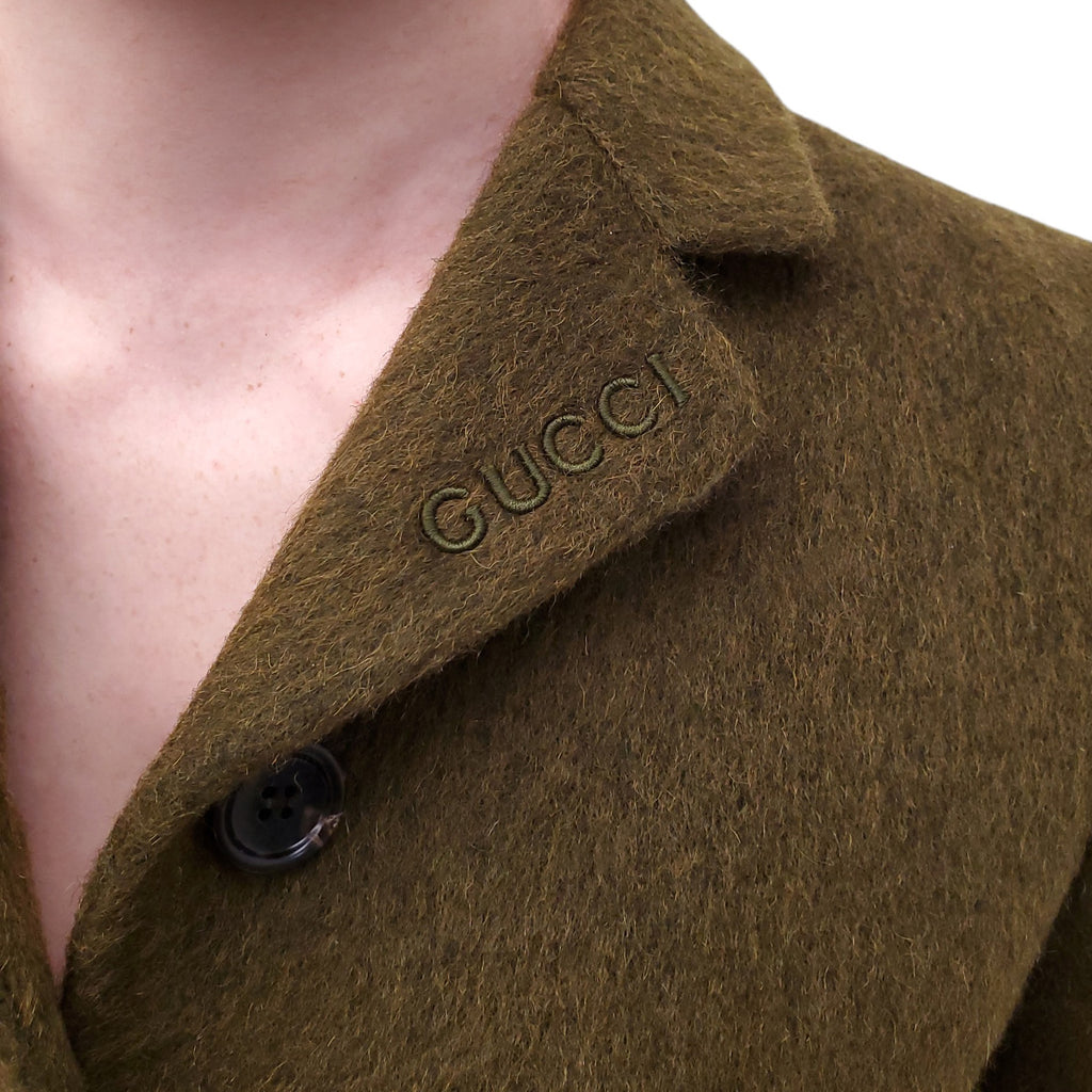 GUCCI GREEN MOHAIR BLAZER AND SHORT SET - SIZE 38