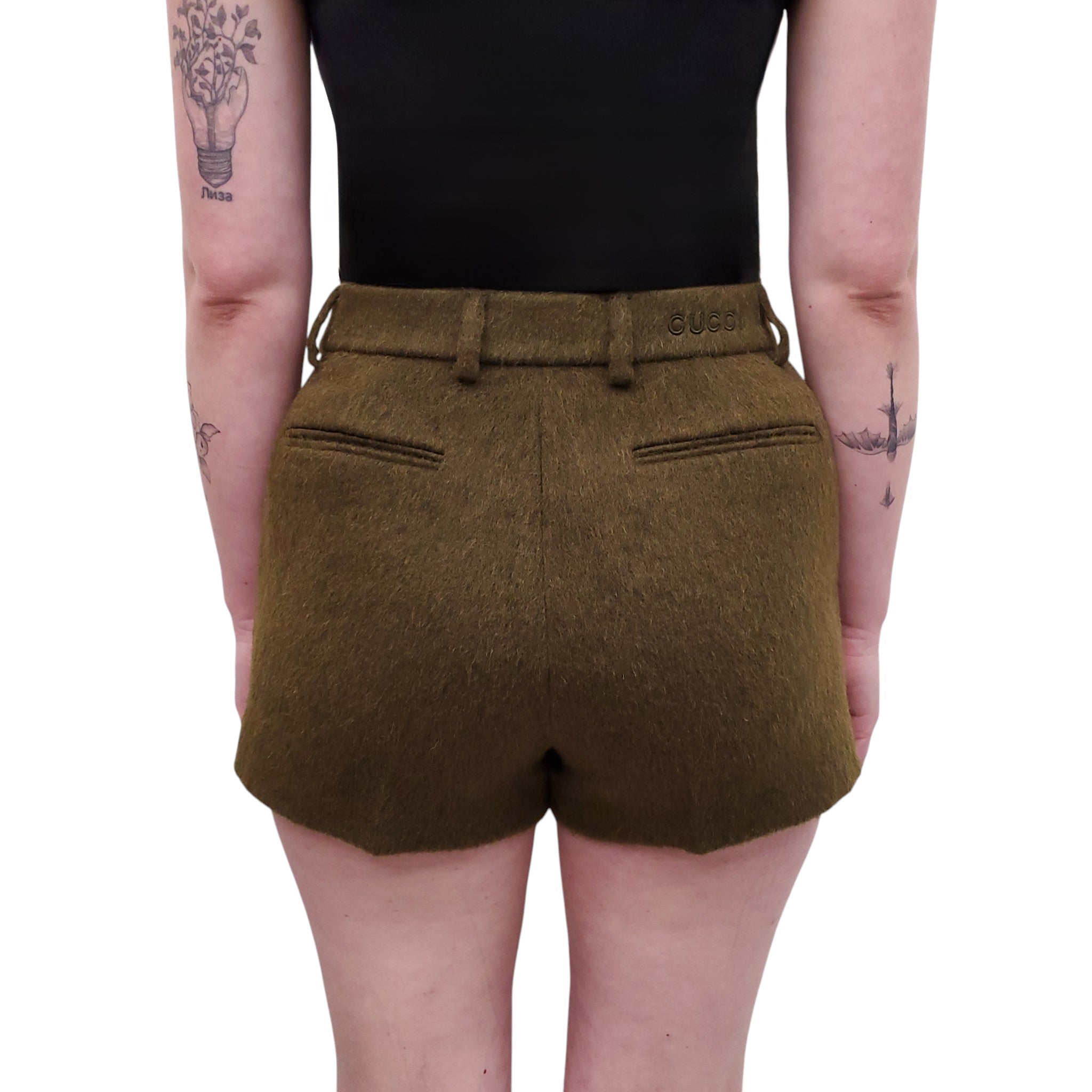 GUCCI GREEN MOHAIR BLAZER AND SHORT SET - SIZE 38