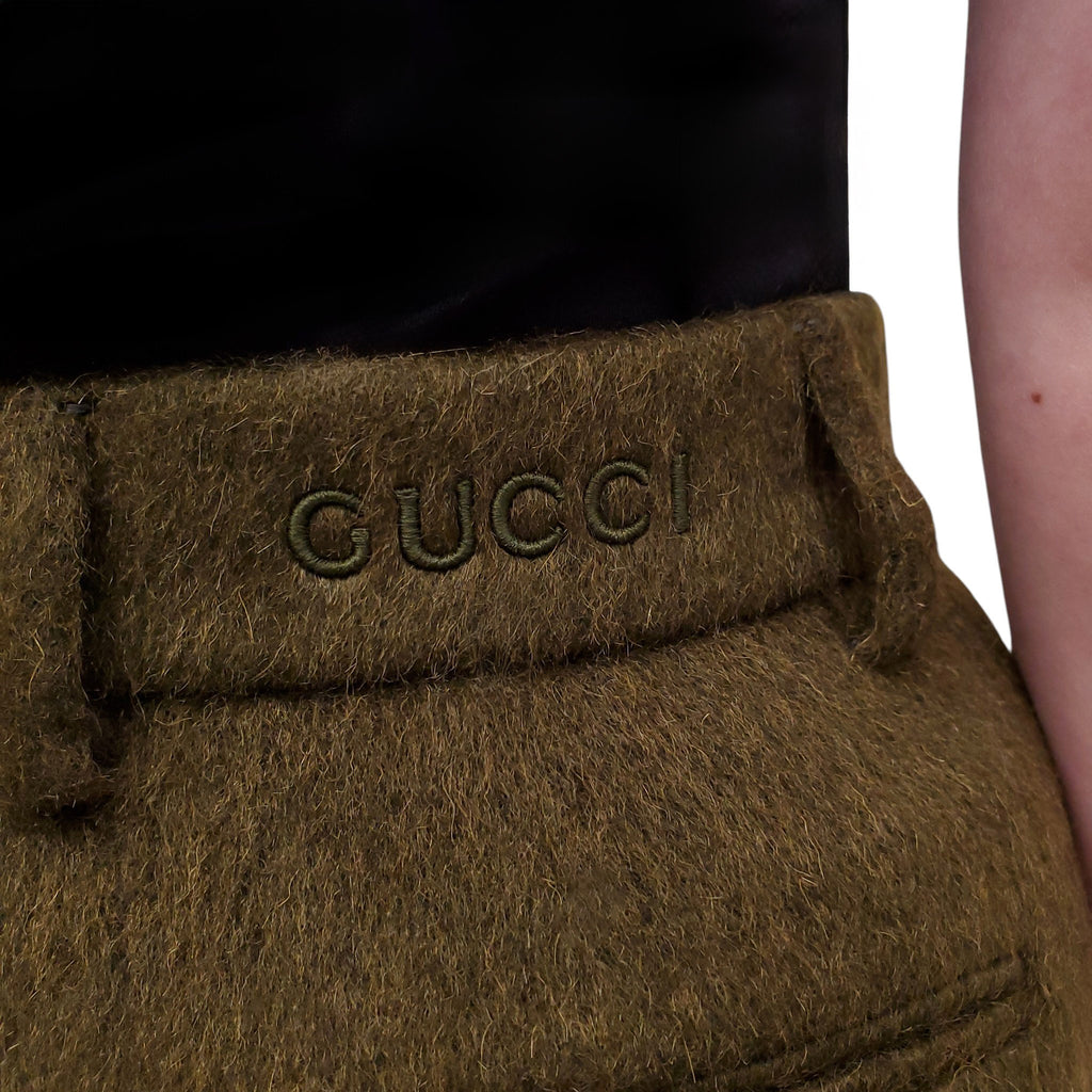 GUCCI GREEN MOHAIR BLAZER AND SHORT SET - SIZE 38