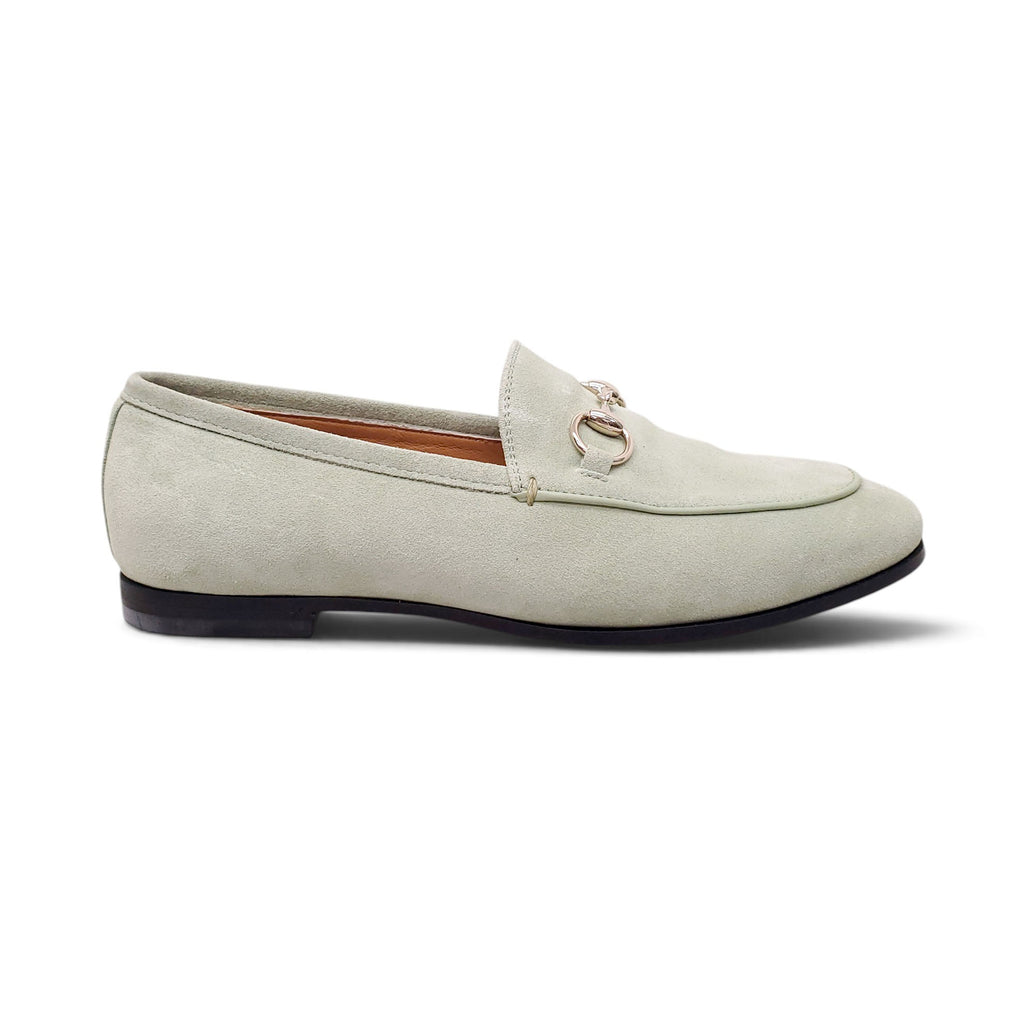 GUCCI GREEN SUEDE LOAFERS - SIZE 35.5
