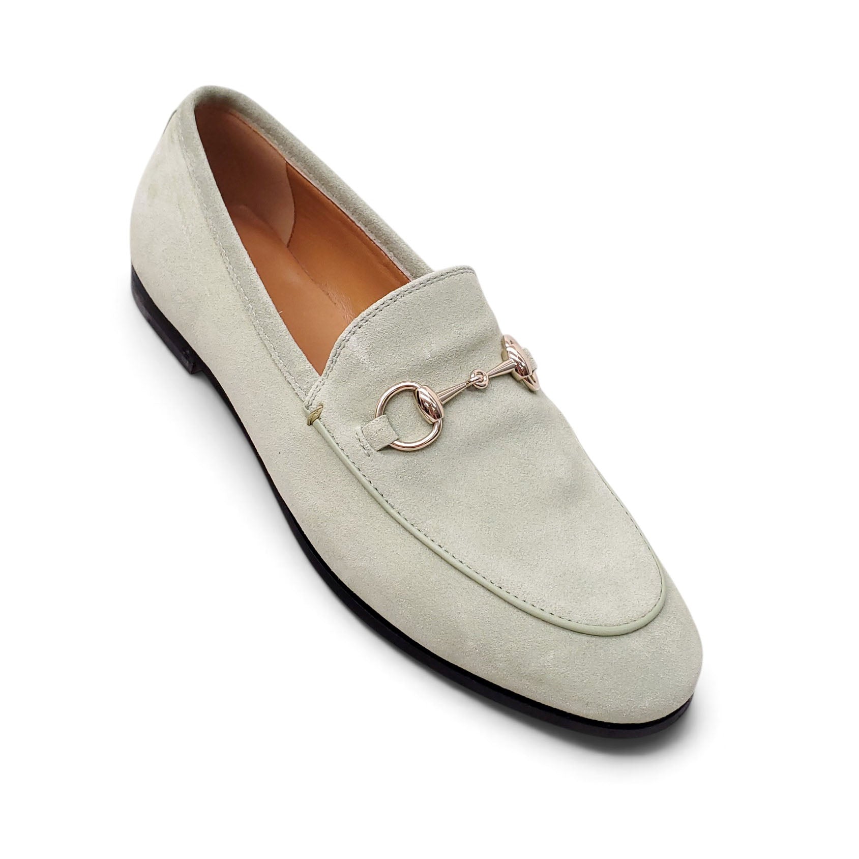 GUCCI GREEN SUEDE LOAFERS - SIZE 35.5