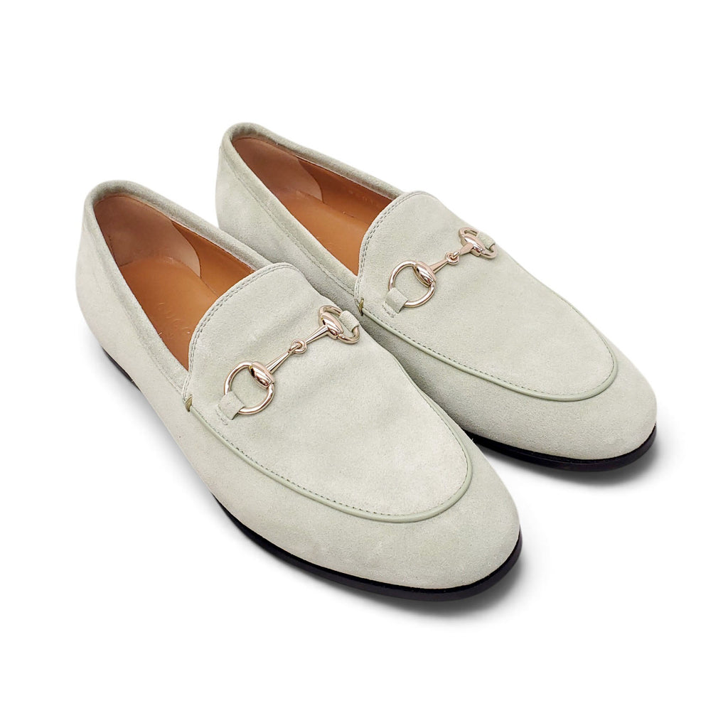 GUCCI GREEN SUEDE LOAFERS - SIZE 35.5