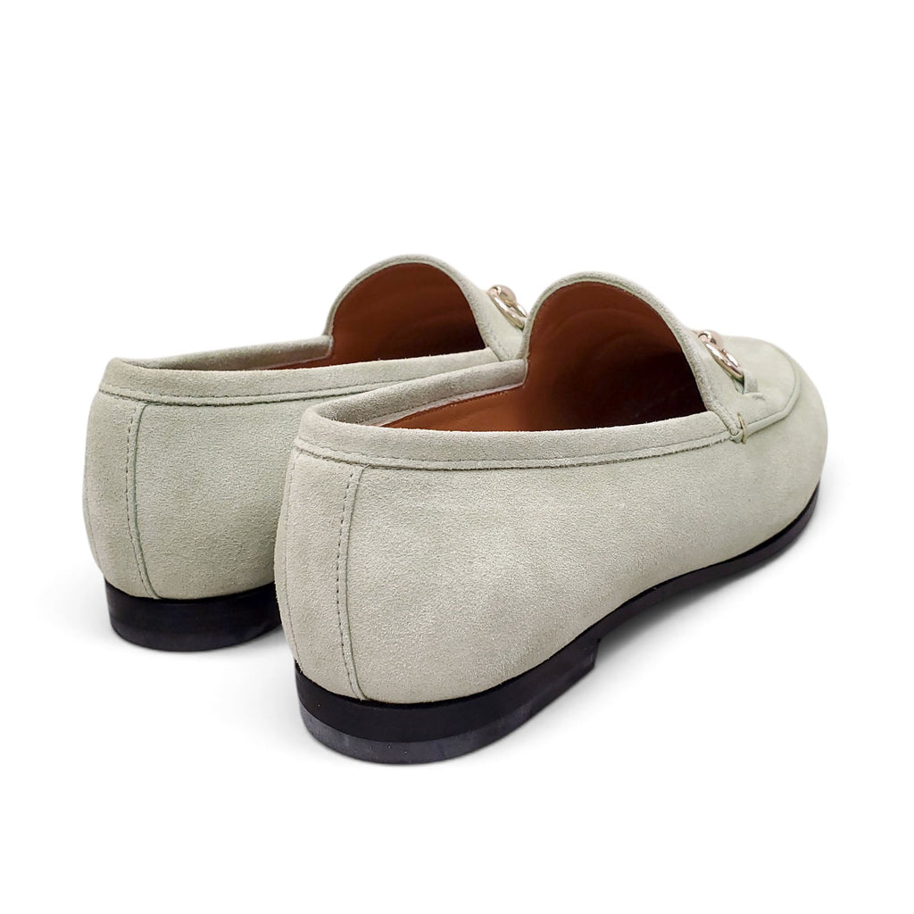 GUCCI GREEN SUEDE LOAFERS - SIZE 35.5