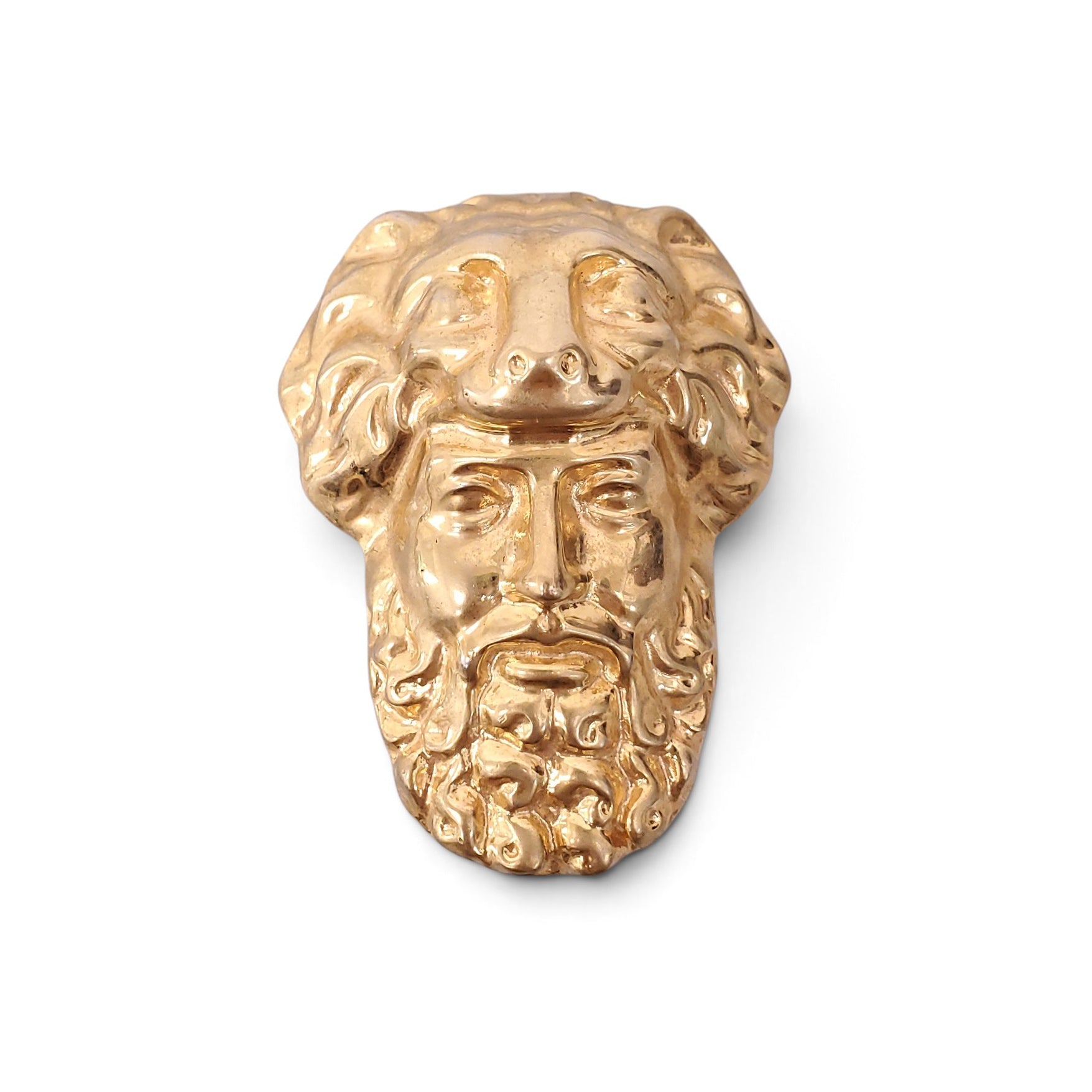 GUCCI HERCULES MASK BROOCH IN GOLD