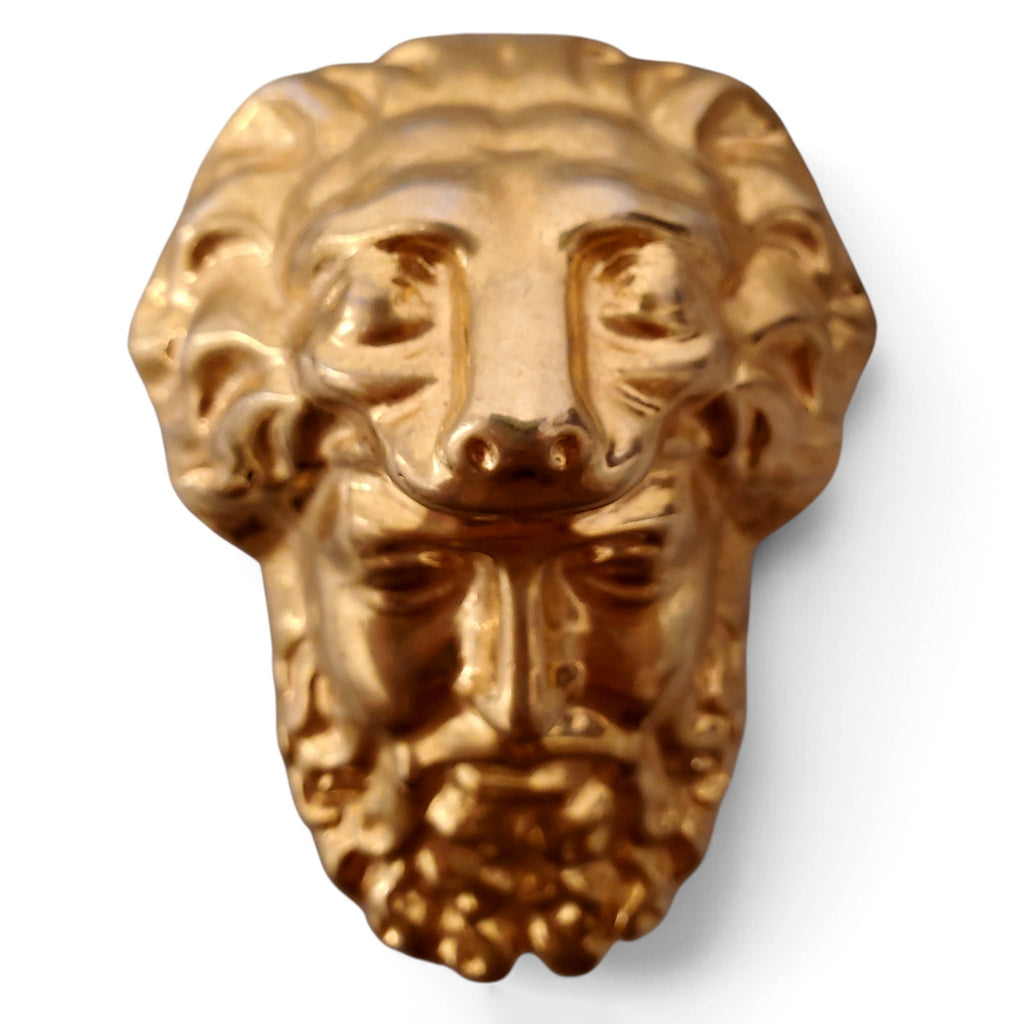 GUCCI HERCULES MASK BROOCH IN GOLD