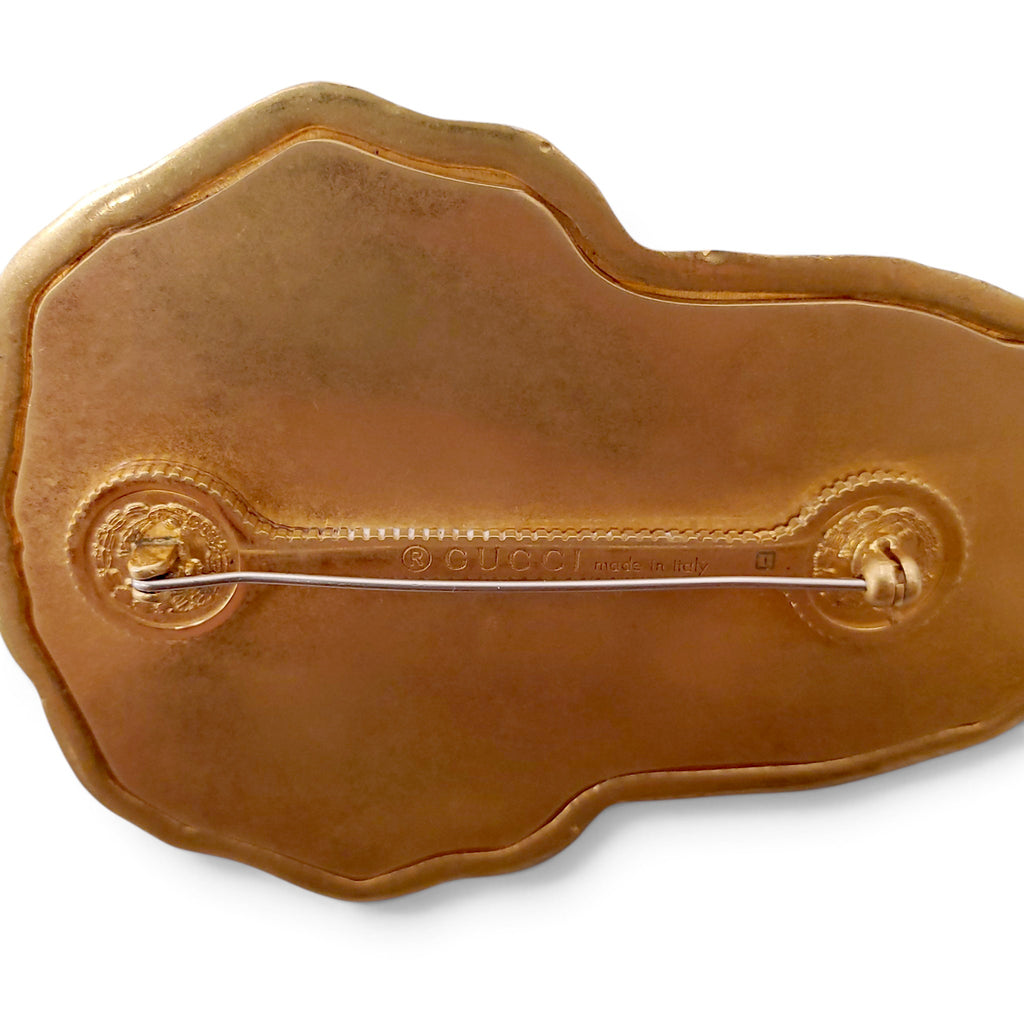 GUCCI HERCULES MASK BROOCH IN GOLD