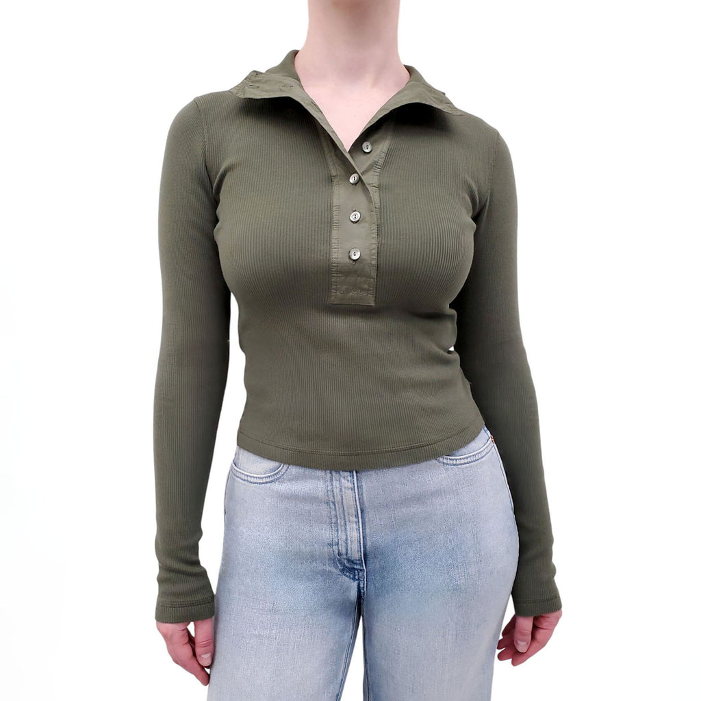 GUCCI KHAKI GREEN LONG SLEEVE TOP - SIZE S