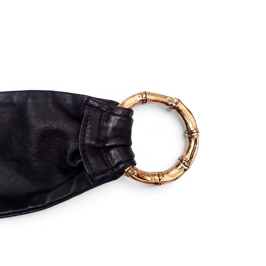 GUCCI LEATHER WAIST BELT WITH BAMBOO EMBLEM - SIZE 95