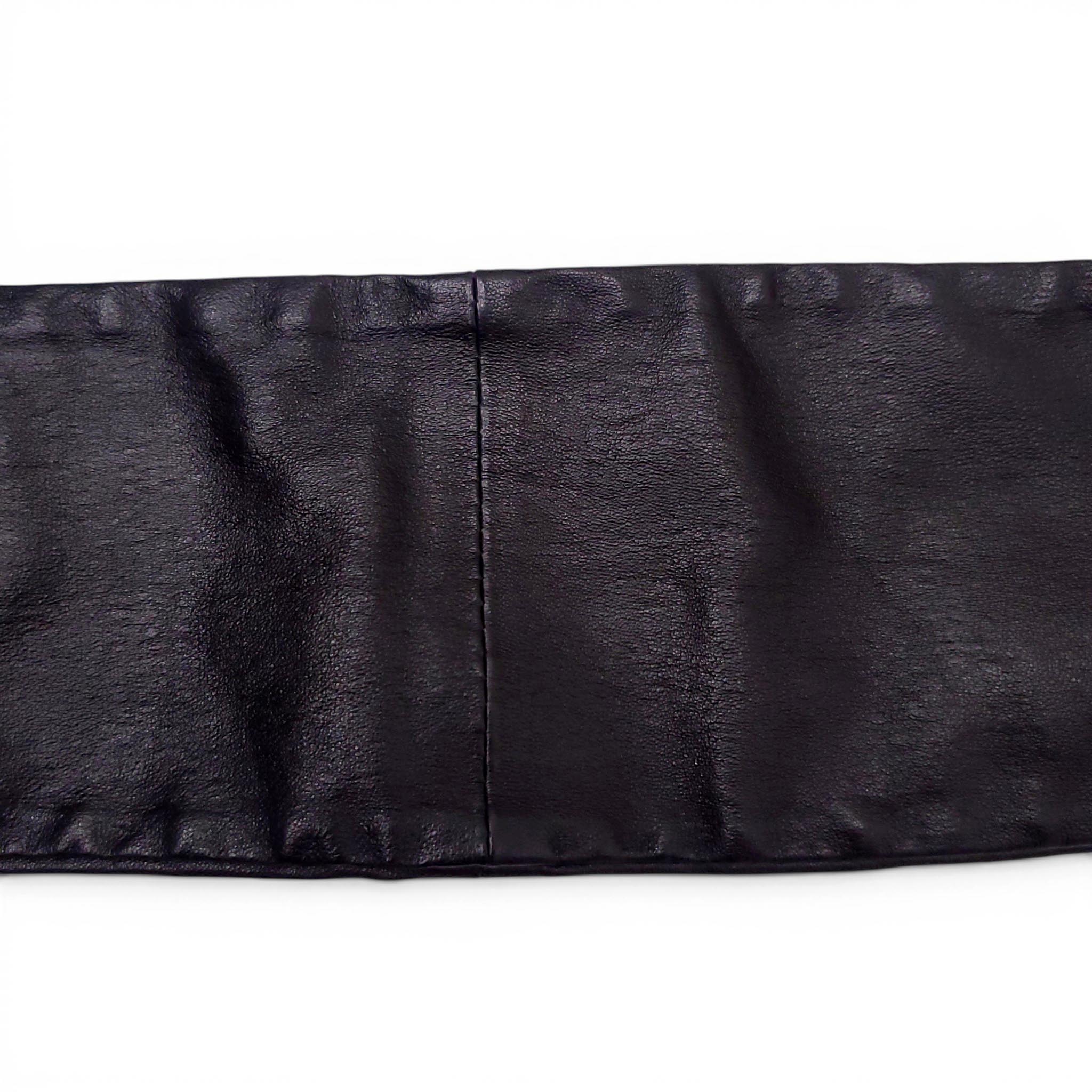 GUCCI LEATHER WAIST BELT WITH BAMBOO EMBLEM - SIZE 95