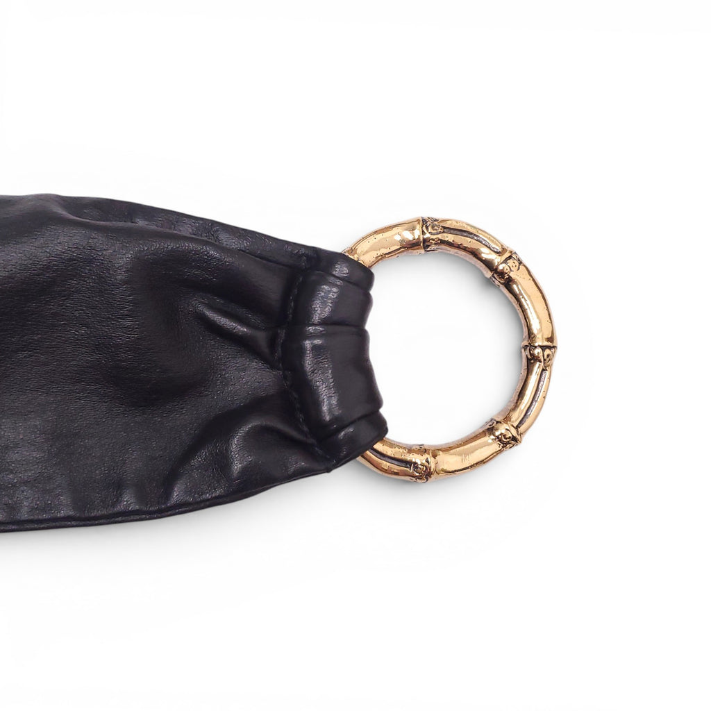 GUCCI LEATHER WAIST BELT WITH BAMBOO EMBLEM - SIZE 95