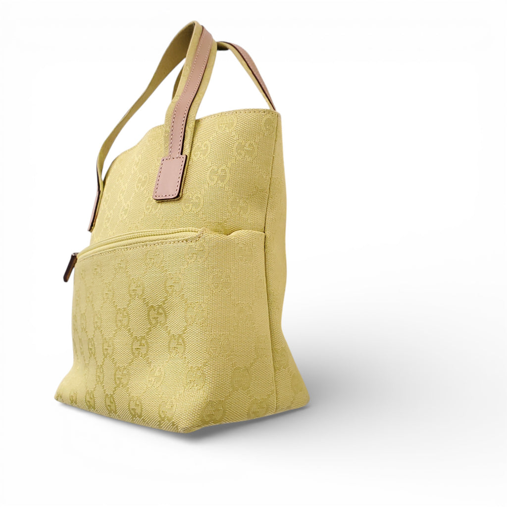 GUCCI LIME GREEN FABRIC LOGO BAG