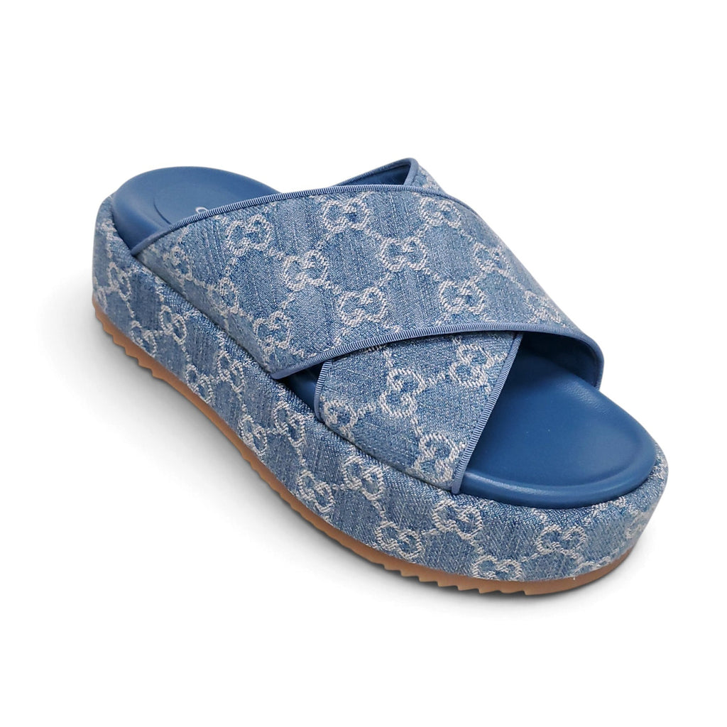 GUCCI LOGO PLATFORM SANDALS - SIZE 38.5