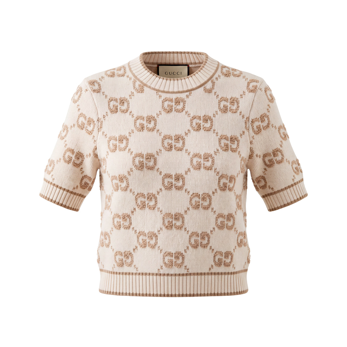 GUCCI LOGO SHORT SLEEVE SWEATER - SIZE XS