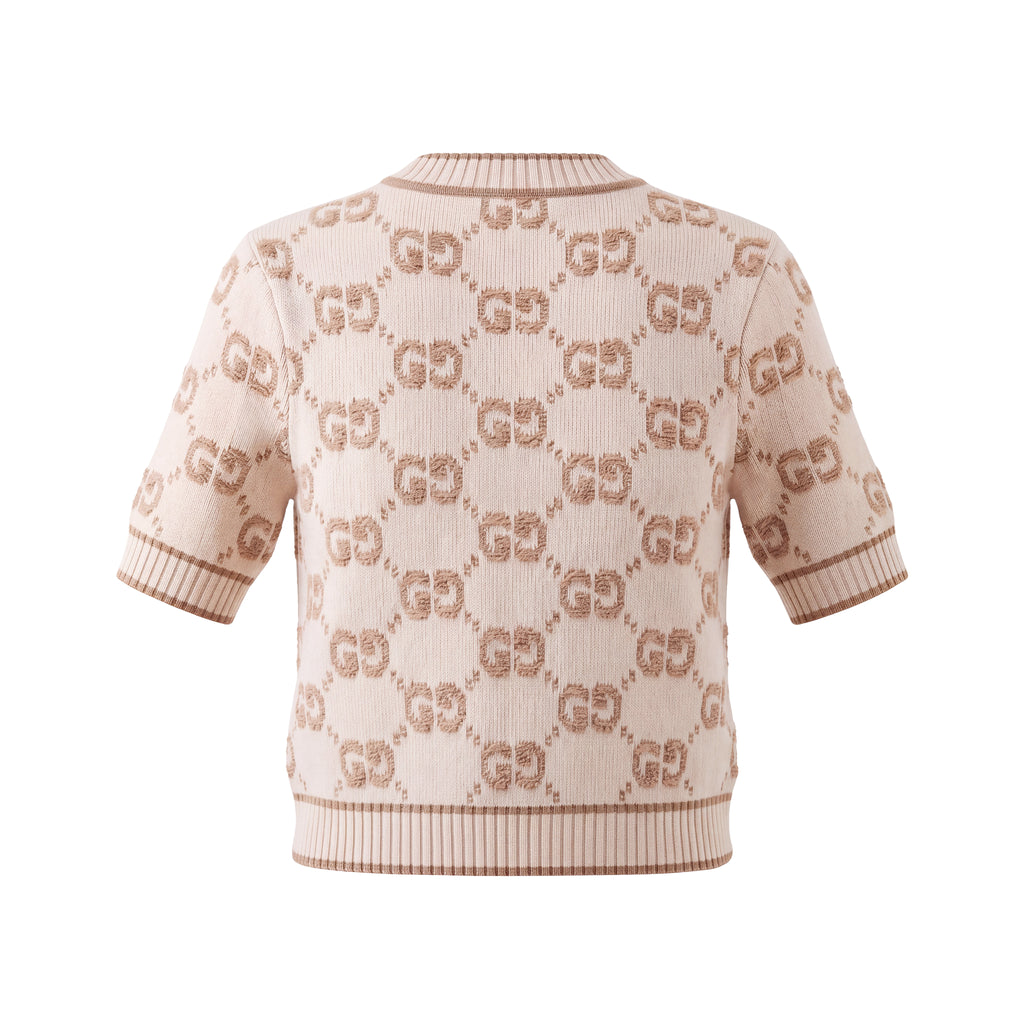GUCCI LOGO SHORT SLEEVE SWEATER - SIZE XS