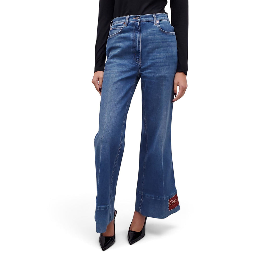 GUCCI LOGO WIDE LEG JEANS - SIZE 27