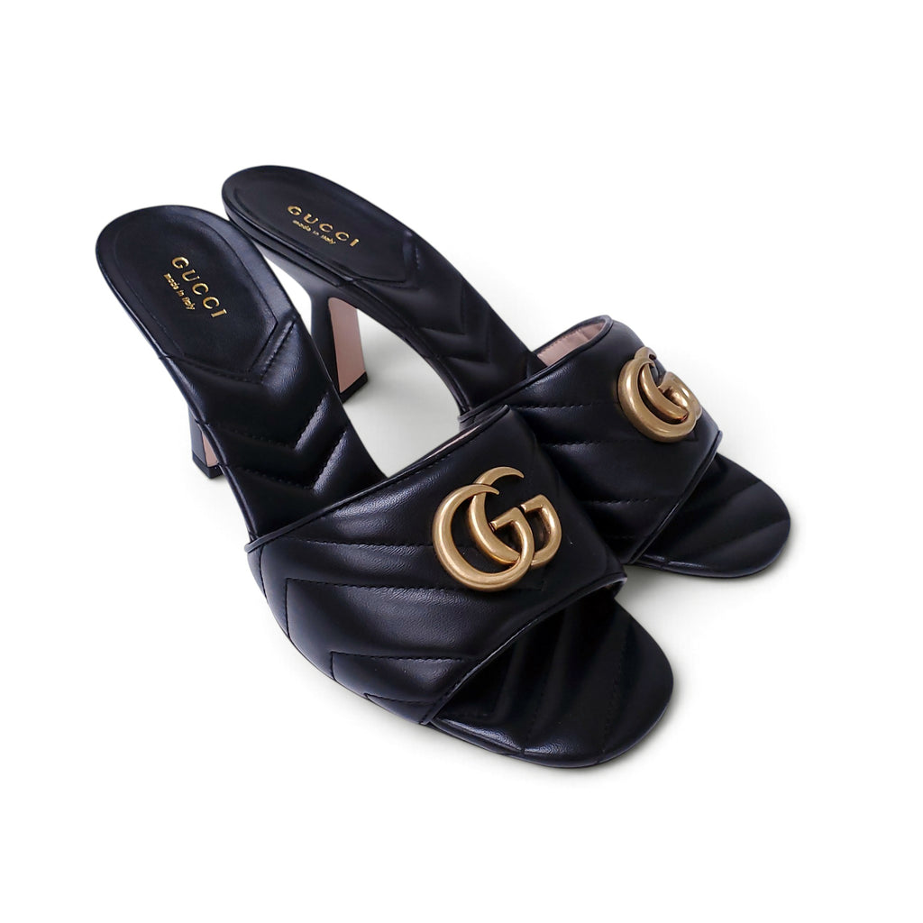 GUCCI MARMONT BLACK MULES - SIZE 39