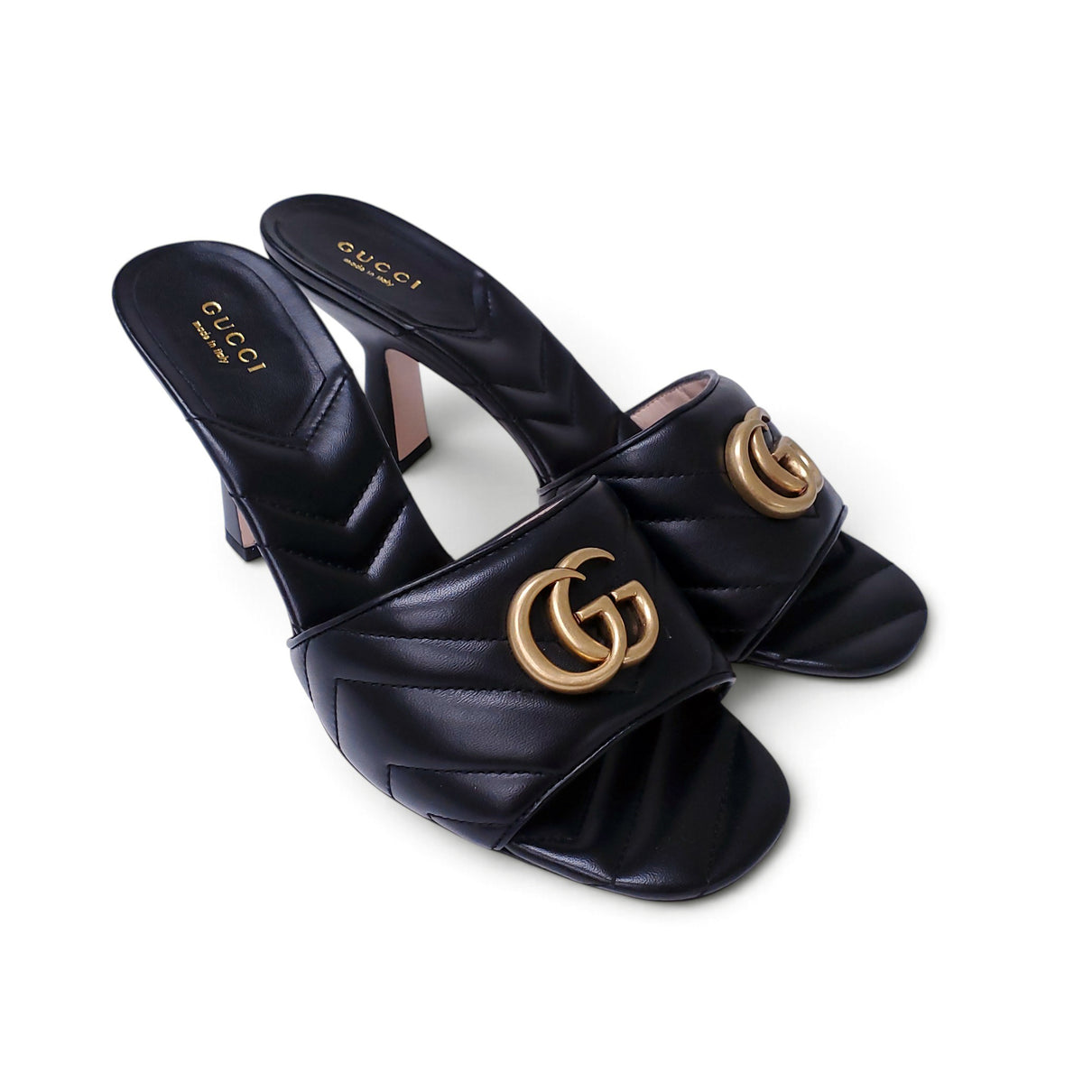 GUCCI MARMONT BLACK MULES - SIZE 39