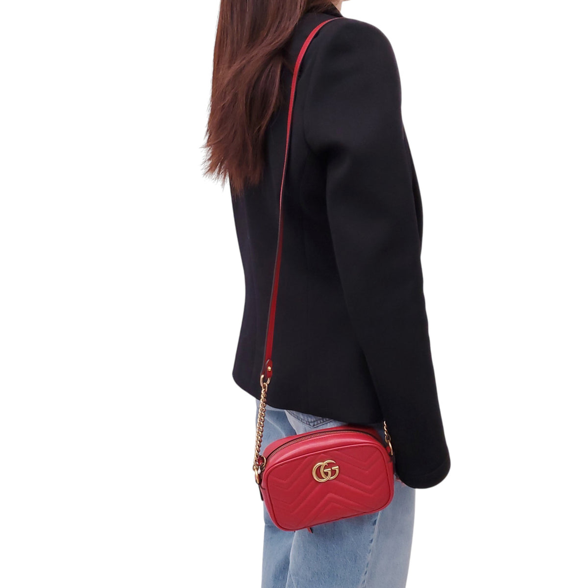 GUCCI MARMONT HIBISCUS CAMERA BAG IN SMALL