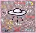 GUCCI MONOGRAM ALIEN GRAFFITI SILK SCARF