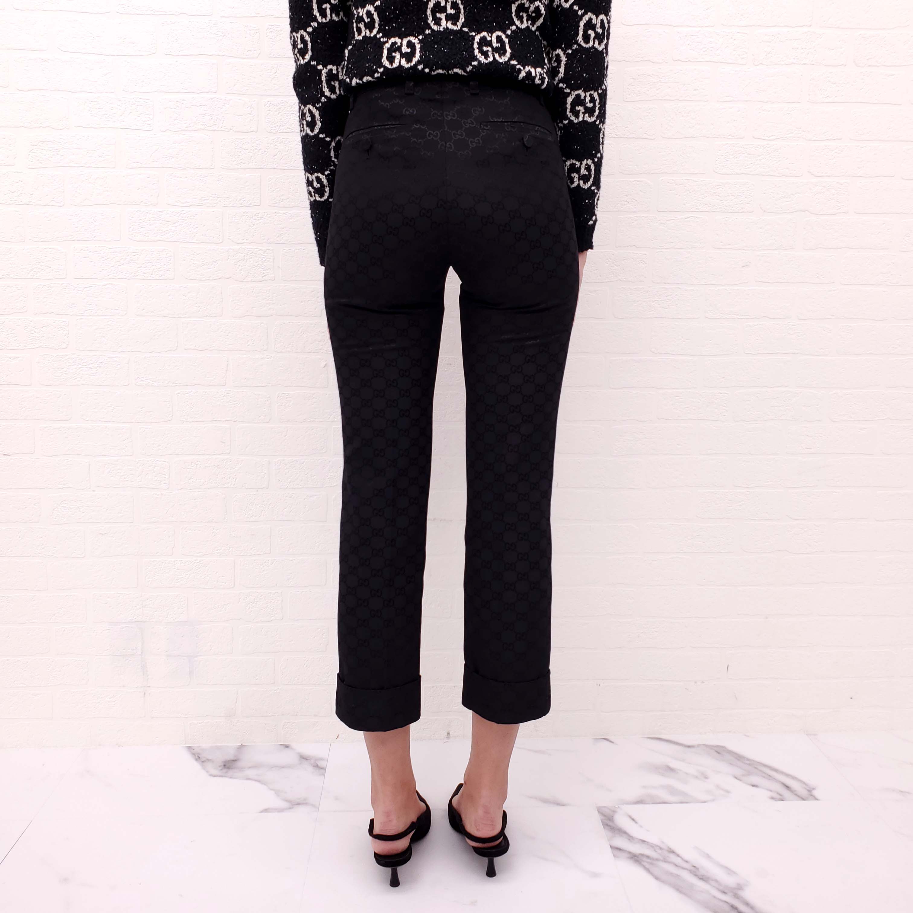 GUCCI MONOGRAM BLACK TROUSERS - SIZE 36