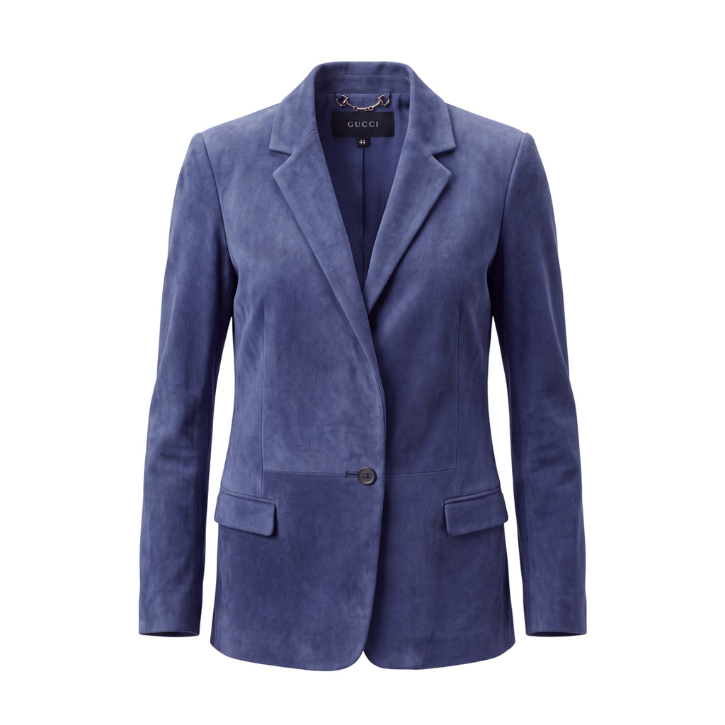 GUCCI NAVY SUEDE BLAZER - SIZE 44