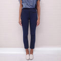 GUCCI NAVY TROUSERS WITH LOGO AND ZIPPER DETAIL - SIZE 38