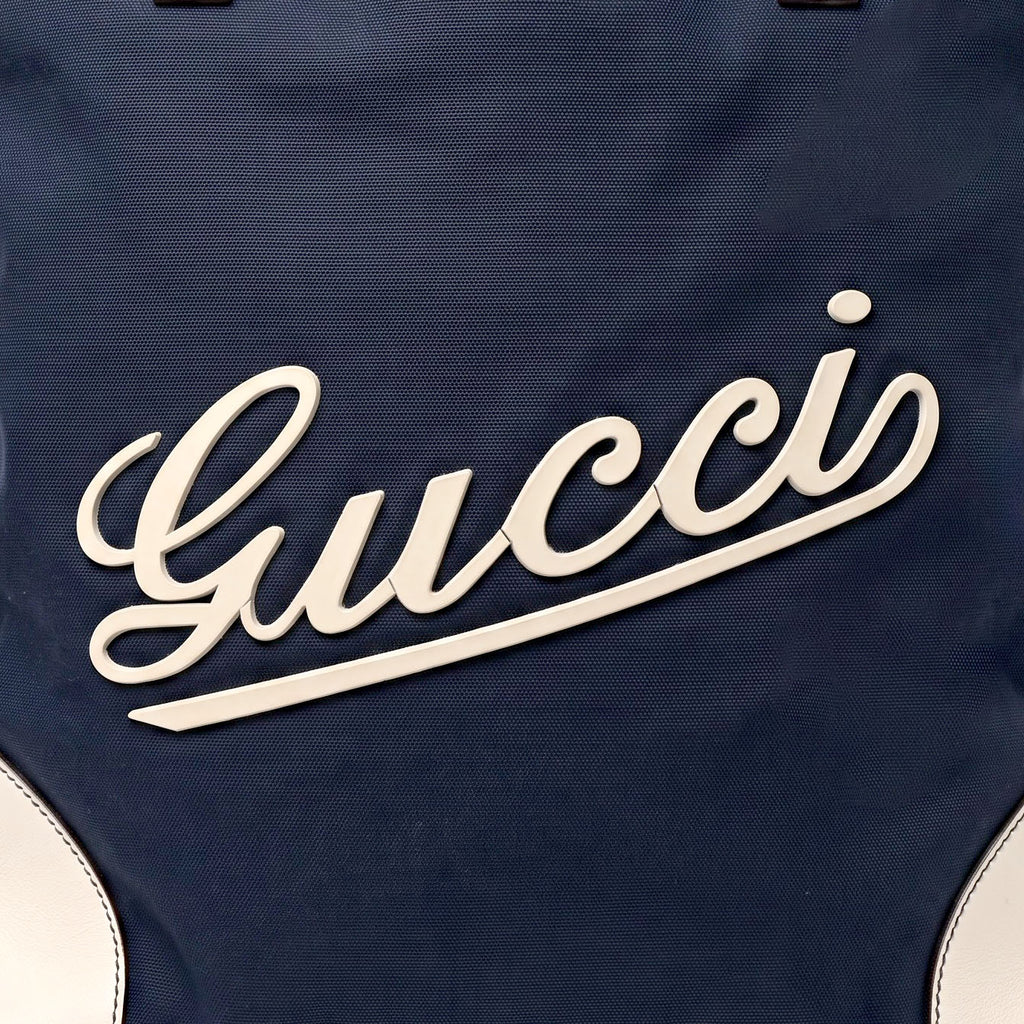 GUCCI NYLON LOGO SCRIPT TOTE BAG