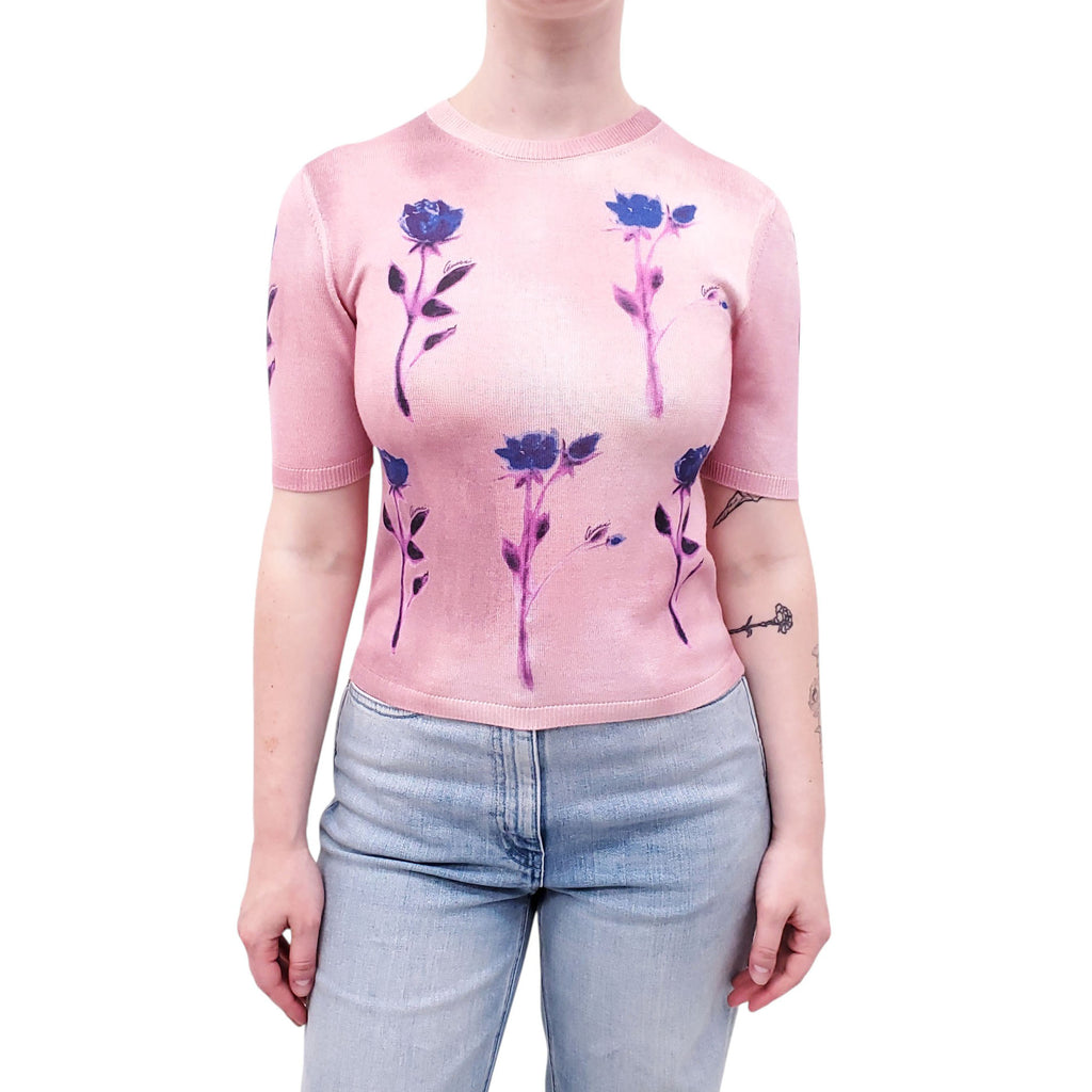 GUCCI PINK WOOL SILK FLORAL CARDIGAN SET - SIZE XS