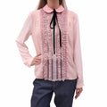 GUCCI PINK SILK TUXEDO BLOUSE WITH BOW DETAIL - SIZE 44