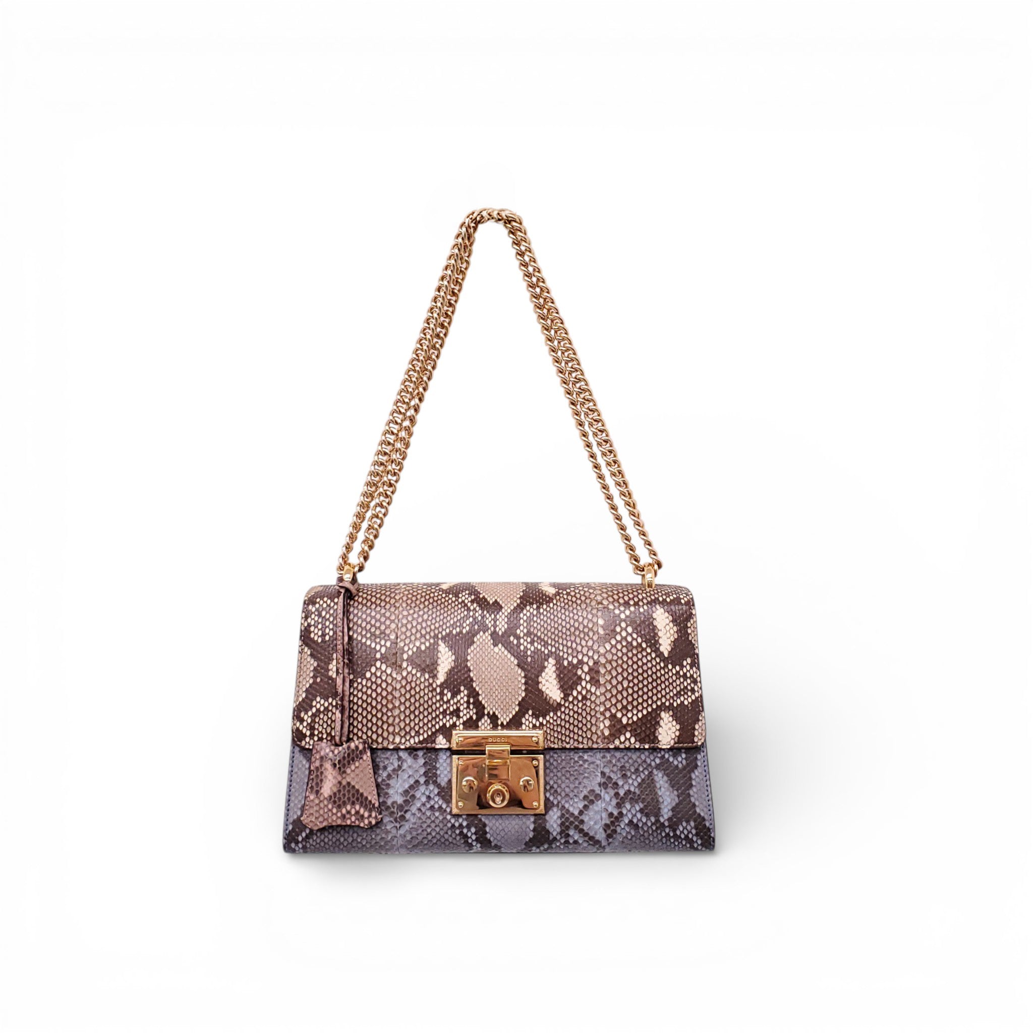 GUCCI PYTHON MEDIUM PADLOCK FLAP SHOULDER BAG