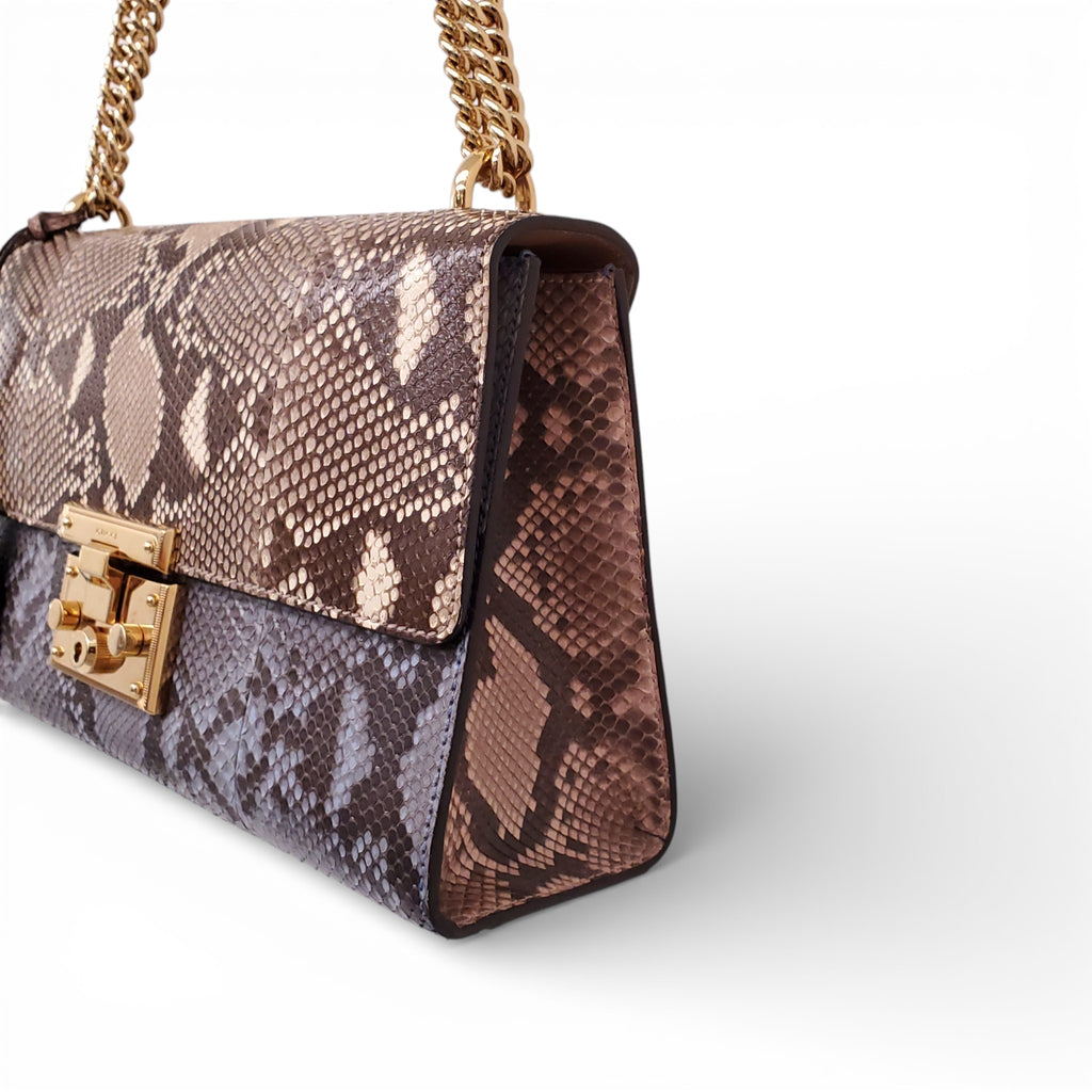 GUCCI PYTHON MEDIUM PADLOCK FLAP SHOULDER BAG