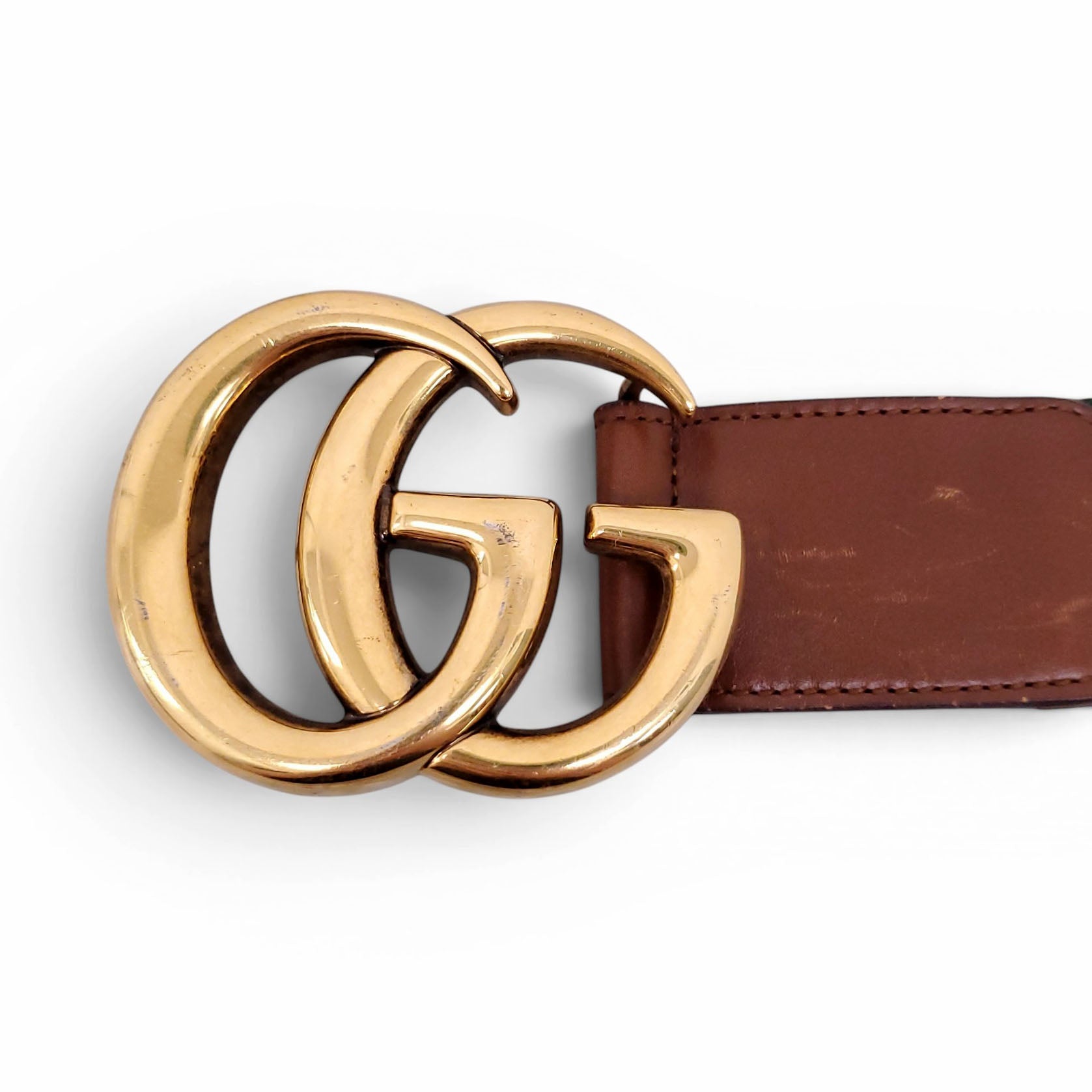 GUCCI RIBBON BELT WITH GOLD GG LOGO BUCKLE - SIZE 80