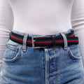 GUCCI RIBBON BELT WITH SILVER RECTANGULAR BUCKLE - SIZE 90