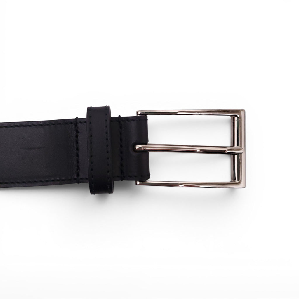 GUCCI RIBBON BELT WITH SILVER RECTANGULAR BUCKLE - SIZE 90