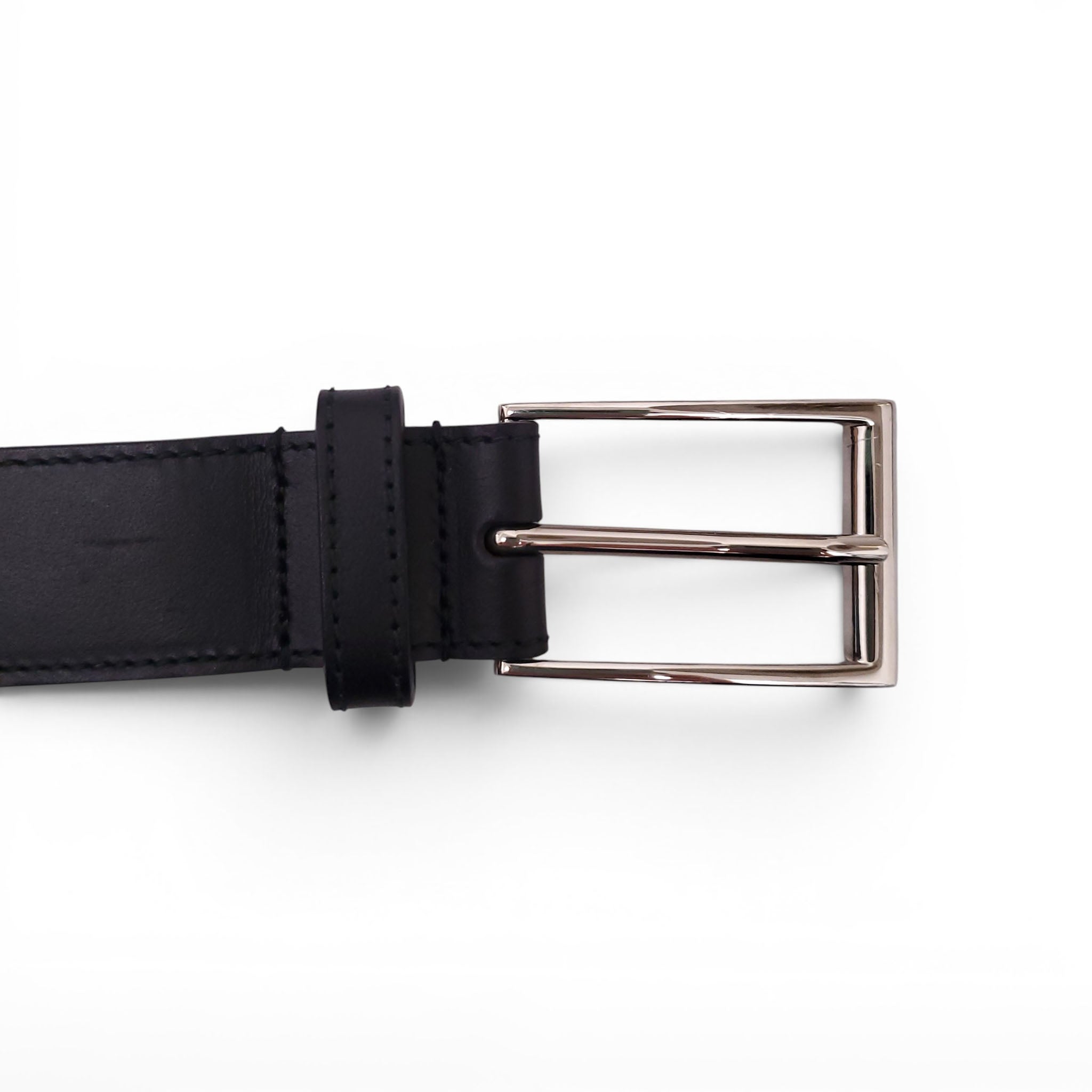 GUCCI RIBBON BELT WITH SILVER RECTANGULAR BUCKLE - SIZE 90