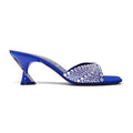 GUCCI SATIN ROYAL BLUE MULES WITH CRYSTALS - SIZE 39