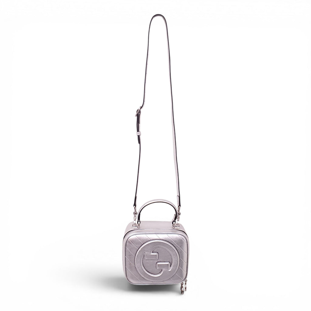 GUCCI SILVER METALLIC LOGO CROSSBODY BAG