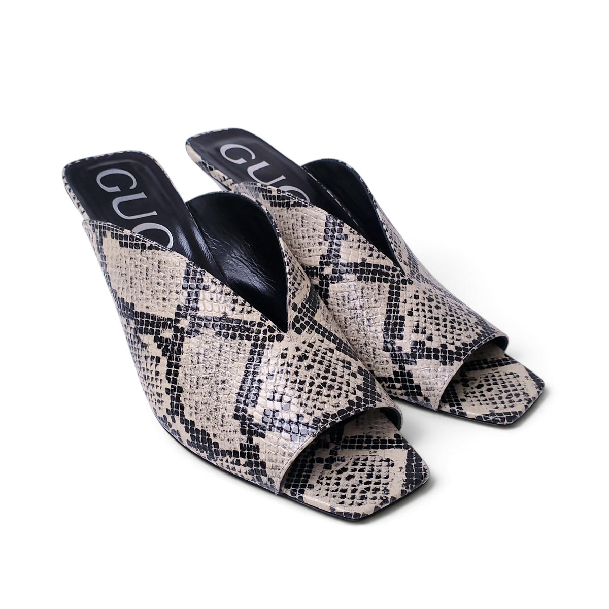 GUCCI SNAKESKIN HEELED MULES - SIZE 39